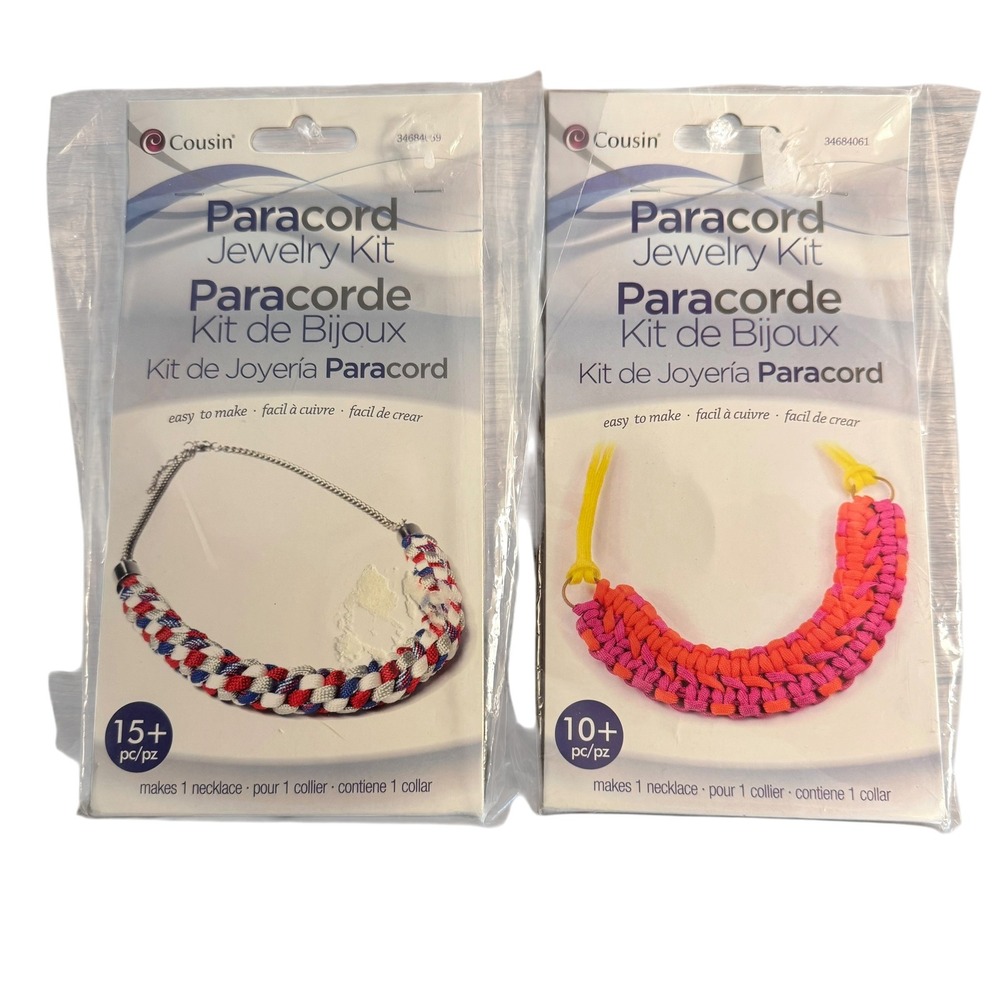 Paracord Jewelry Kit Necklace Bundle Red White Blue Pink Orange 2pk Cousin DIY